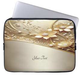 Modern Ornamenterad Guld Blommig Bärbar Dator Fodr Laptop Fodral