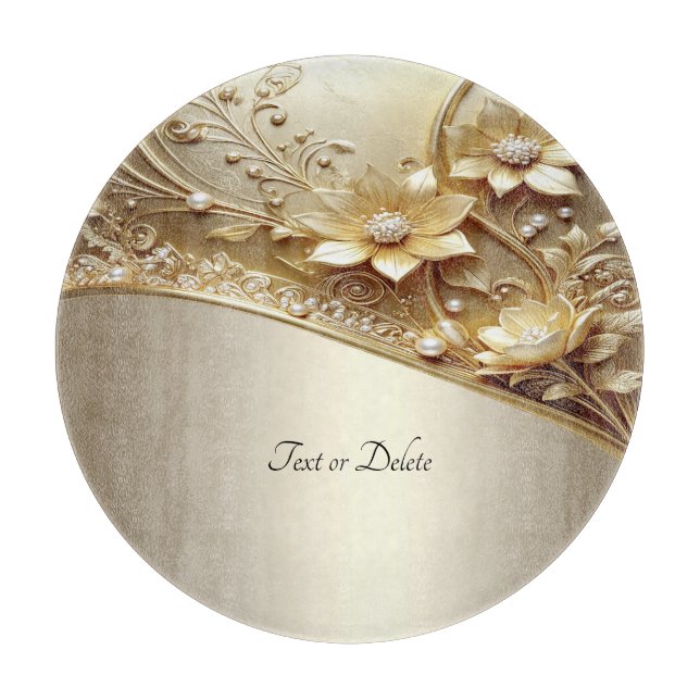 Modern Ornamenterad Guld Blommig Skärbräda (Framsidan)