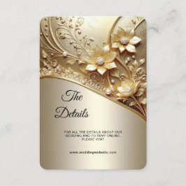 Modern Ornate Guld Blommig med Pärlor detalj Tilläggskort