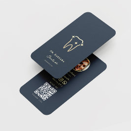 MODERN ORTHODONTIST DENTIST MÖRK BLÅTT GULD VISITKORT