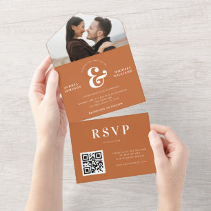 Modern OSA av QR-kod för foto och ampersand Bröllo