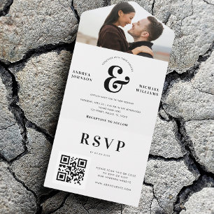 Modern OSA av QR-kod för foto och ampersand Bröllo