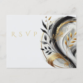 Modern OSA Black White och Guld Bröllop- Vykort