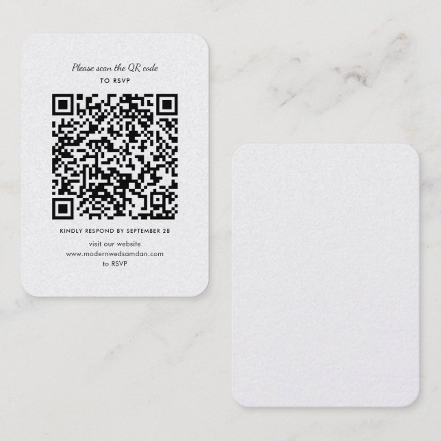 Modern OSA QR-Bröllop-kuvert Visitkort (Fram/baksida)