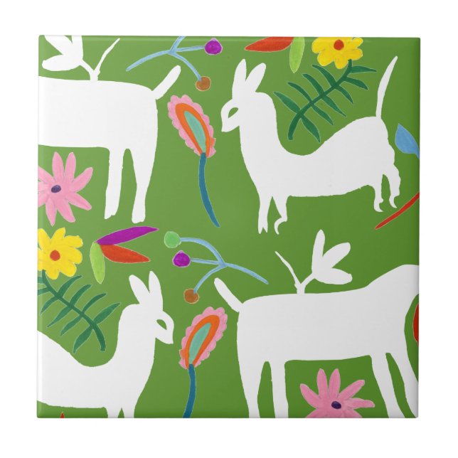 Modern Otomi Design | Llama Donkey Design Kakelplatta (Framsidan)