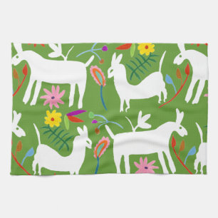 Modern Otomi-design Llama Donkey Design Kökshandduk