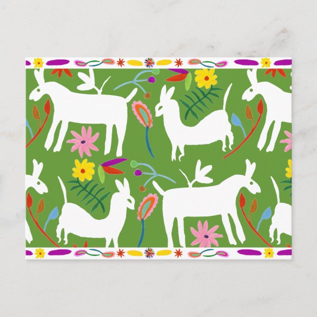 Modern Otomi Design | Llama Donkey Design Vykort (Framsida)