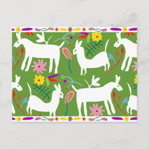 Modern Otomi Design Llama Donkey Design Vykort