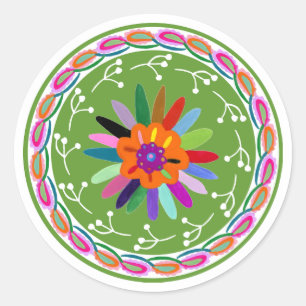 Modern Otomi Design Runt Klistermärke
