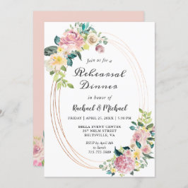 Modern Oval Blommigt Ram Vår Rehearsal Middag Inbjudningar