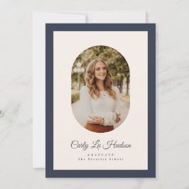 Modern Oval Blue High School Photo Graduate Meddelande