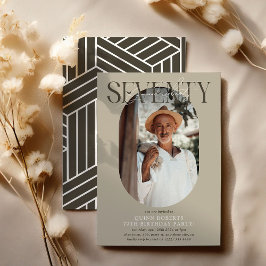 Modern oval foto & signatur 70-årsdag inbjudningar