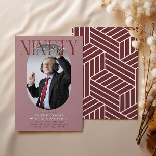Modern oval foto & signatur 90-årsdag inbjudningar