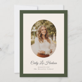 Modern Oval Green High School Photo Graduate Meddelande