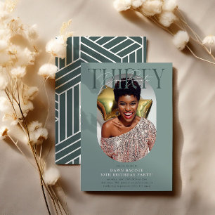 Modern oval Photo & Namnteckning 30års födelsedag Inbjudningar