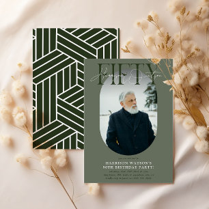 Modern oval Photo och Namnteckning 50:e födelsedag Inbjudningar