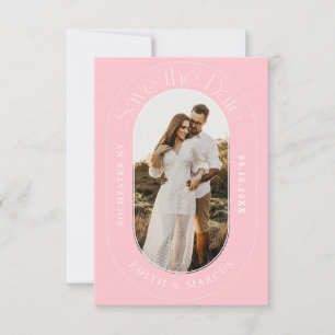 Modern Oval Photo Save Rosa Date Spara Datumet