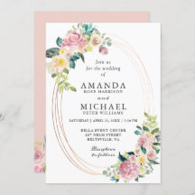 Modern Oval Ram Pastel  Blommigt Bröllop