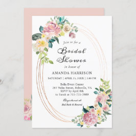 Modern Oval Ram Pastel Blommigt Möhippa Inbjudningar