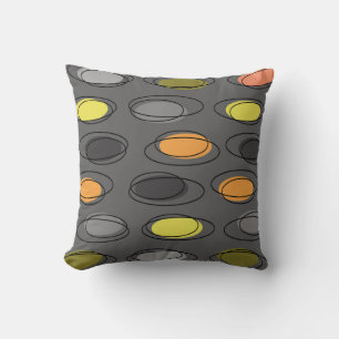 Modern Ovaler Scribbles Slate Grått Kudde