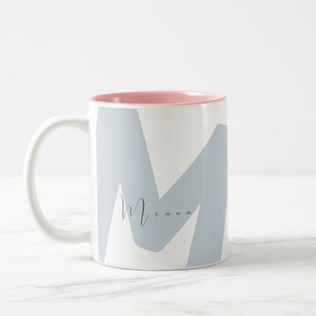 Modern Överdimensionerad Monogram Initial Bokstavl Två-Tonad Mugg (Vänster)