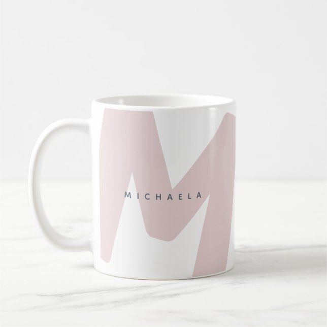 Modern Överdimensionerad Monogram Initial & Namn Kaffemugg (Vänster)