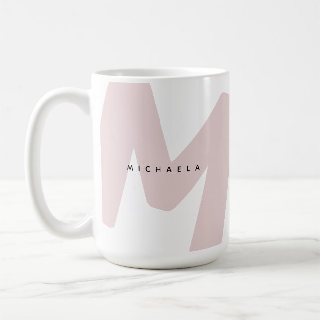 Modern Överdimensionerad Monogram Initial & Namn Kaffemugg (Vänster)