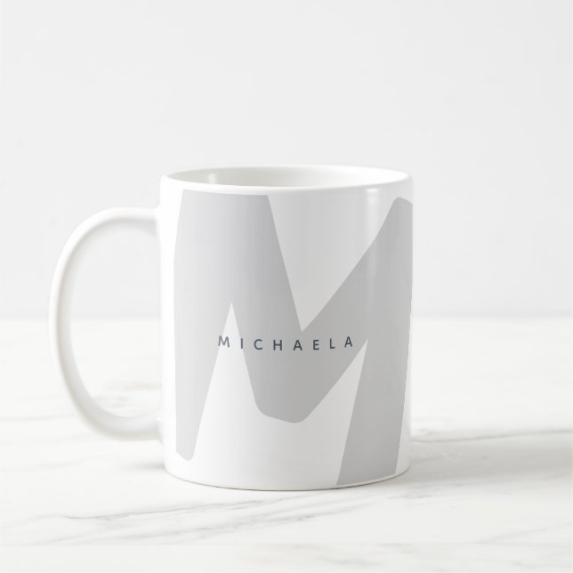 Modern Överdimensionerad Monogram Initial & Namn Kaffemugg (Vänster)