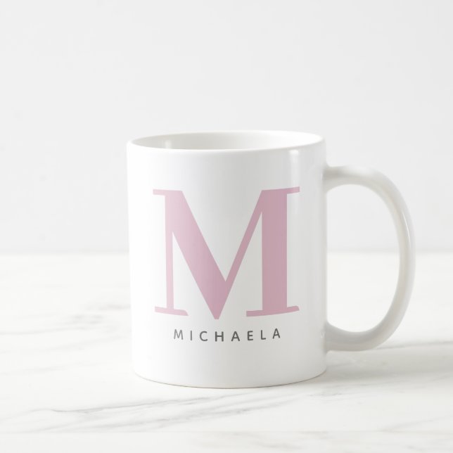 Modern Överdimensionerad Monogram Initial & Namn Kaffemugg (Höger)