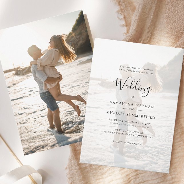 Modern överläggningsfoto Bröllop Inbjudningar (Modern Photo Overlay Wedding Invitation.)