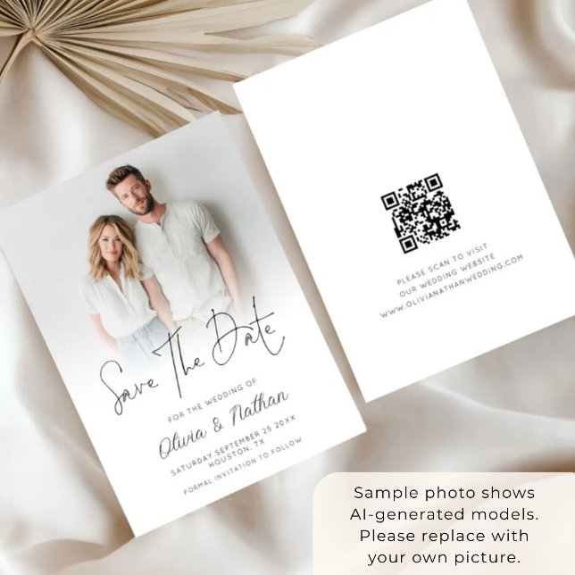 Modern överlagring av QR-kod för bröllopsfoto Spara Datumet (Skapare uppladdad)