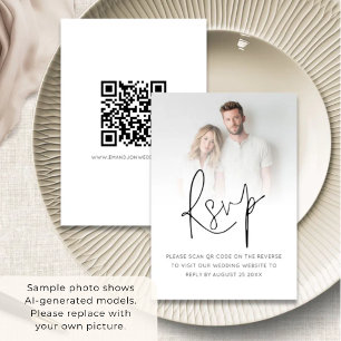 Modern överlagringsskript QR-kod Bröllop OSA Kort