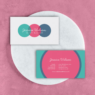 Modern överlappande cirklar Sälj Rosa Blue Social  Visitkort