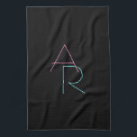 Modern överlappande Initialer | Rosa Turcos Black Kökshandduk<br><div class="desc">Coola, modernt överlappande initialer.</div>