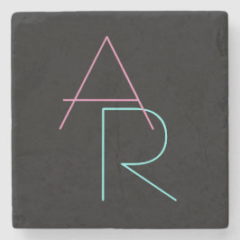 Modern överlappande Initialer | Rosa Turcos Black Stenunderlägg