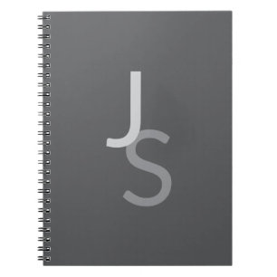 Modern överlappande monogrammed Initialer Grått Anteckningsbok