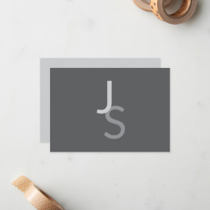 Modern överlappande monogrammed Initialer Grått Anteckningskort
