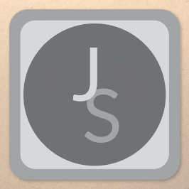 Modern överlappande monogrammed Initialer | Grått Fyrkantigt Klistermärke