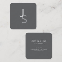 Modern överlappande monogrammed Initialer | Grått Fyrkantigt Visitkort