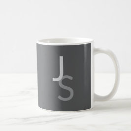 Modern överlappande monogrammed Initialer | Grått Kaffemugg