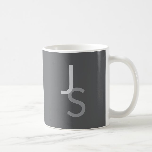 Modern överlappande monogrammed Initialer | Grått Kaffemugg (Höger)