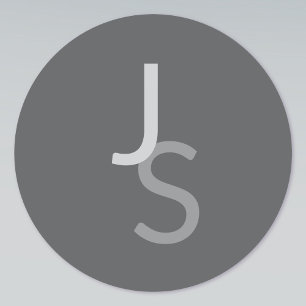 Modern överlappande monogrammed Initialer Grått Klistermärke