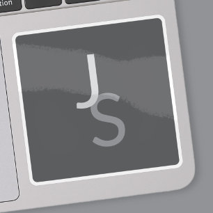 Modern överlappande monogrammed Initialer Grått Klistermärken