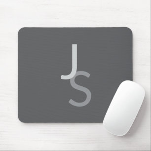 Modern överlappande monogrammed Initialer Grått Musmatta