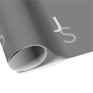 Modern överlappande monogrammed Initialer Grått Presentpapper