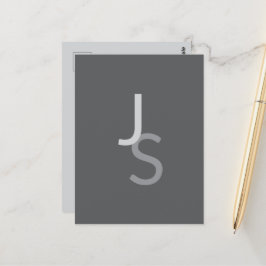 Modern överlappande monogrammed Initialer | Grått Vykort