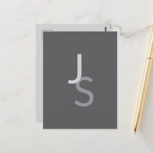 Modern överlappande monogrammed Initialer Grått Vykort