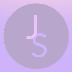 Modern överlappande monogrammed Initialer Lila Klistermärke