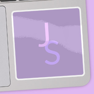 Modern överlappande monogrammed Initialer Lila Klistermärken