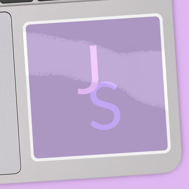 Modern överlappande monogrammed Initialer | Lila Klistermärken (Skapare uppladdad)